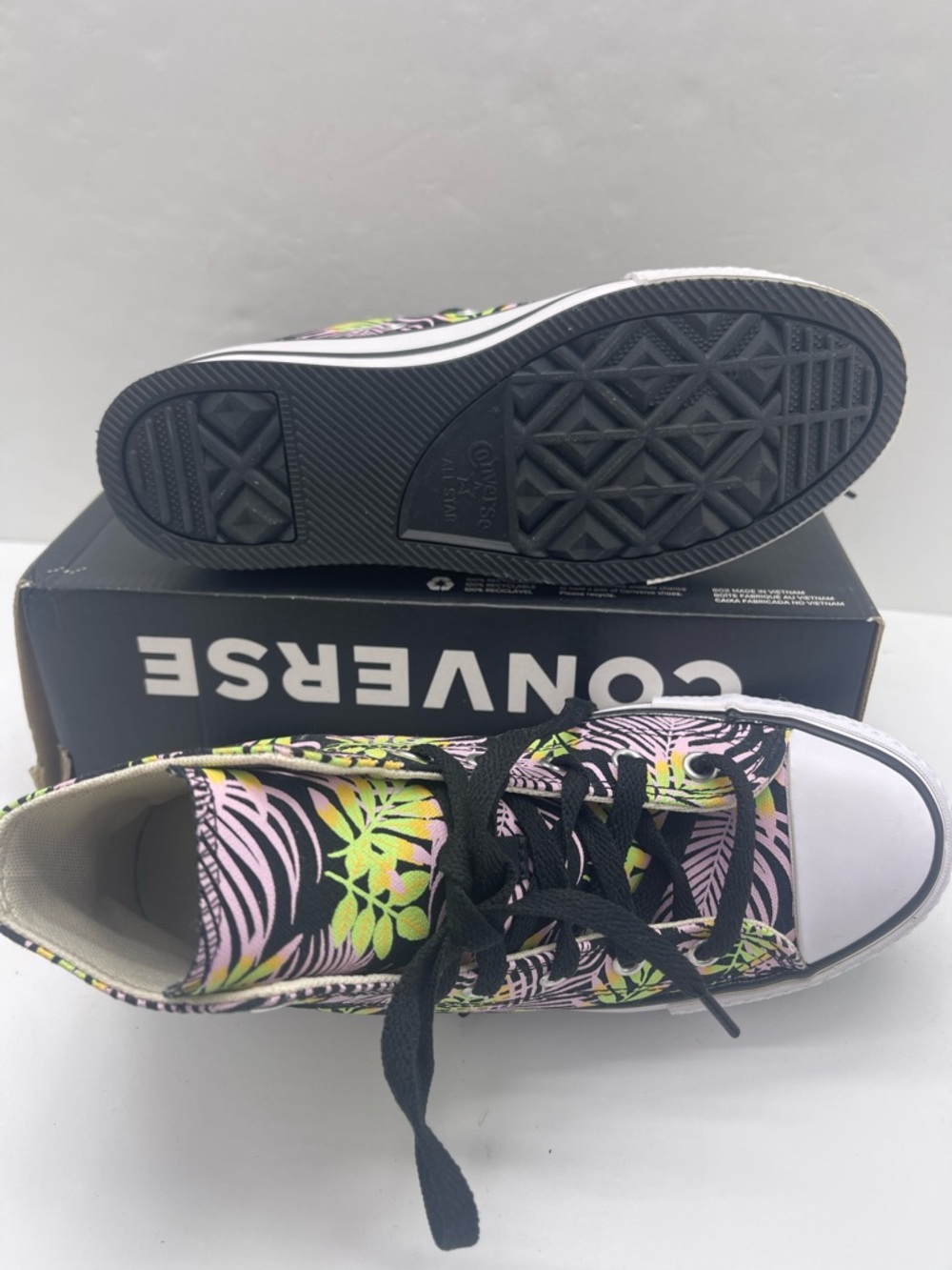 Converse WMNS CTAS EVA Lift Hi A01201C Blk/Pink Foam/Lime Rave Platform Sneakers - Picture 3 of 16